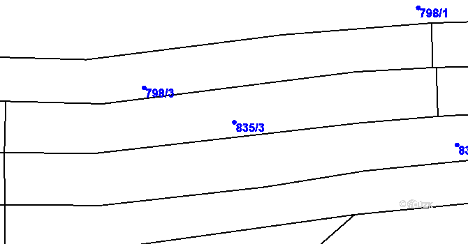 Parcela st. 835/3 v KÚ Rudimov, Katastrální mapa