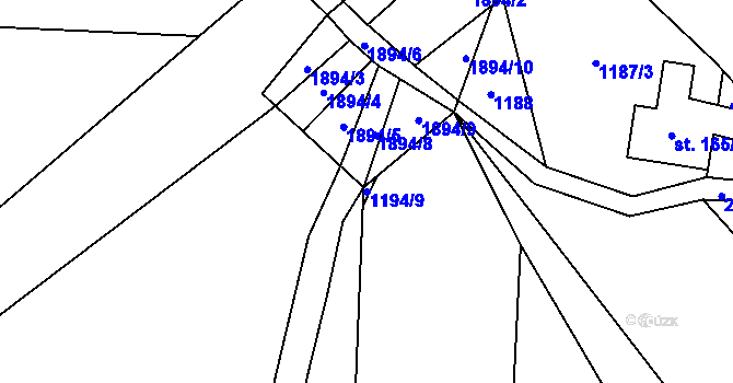 Parcela st. 1194/9 v KÚ Rudimov, Katastrální mapa