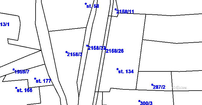 Parcela st. 2158/13 v KÚ Rudimov, Katastrální mapa