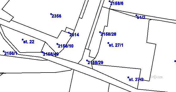 Parcela st. 2158/15 v KÚ Rudimov, Katastrální mapa