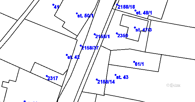 Parcela st. 2158/16 v KÚ Rudimov, Katastrální mapa