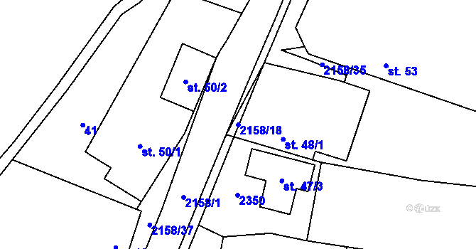 Parcela st. 2158/18 v KÚ Rudimov, Katastrální mapa