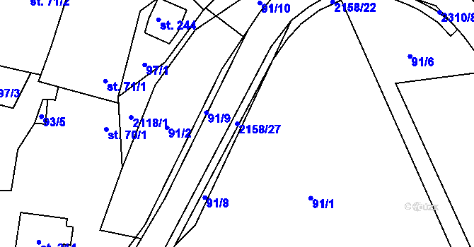 Parcela st. 2158/27 v KÚ Rudimov, Katastrální mapa
