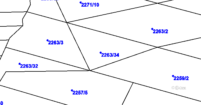 Parcela st. 2263/34 v KÚ Rudimov, Katastrální mapa