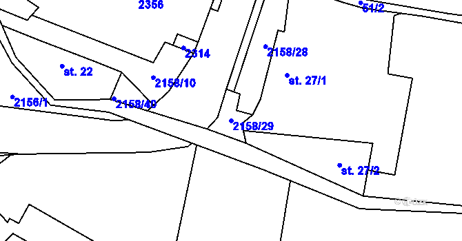 Parcela st. 2158/29 v KÚ Rudimov, Katastrální mapa