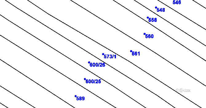 Parcela st. 573/1 v KÚ Rudimov, Katastrální mapa