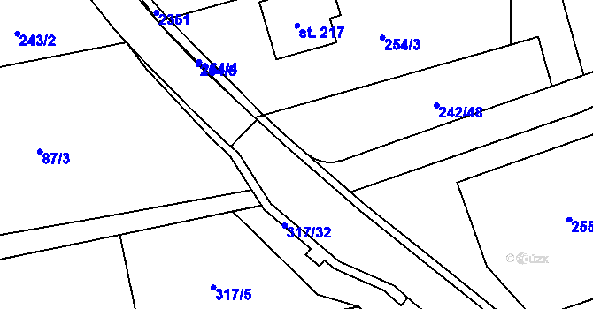 Parcela st. 242/39 v KÚ Rudimov, Katastrální mapa