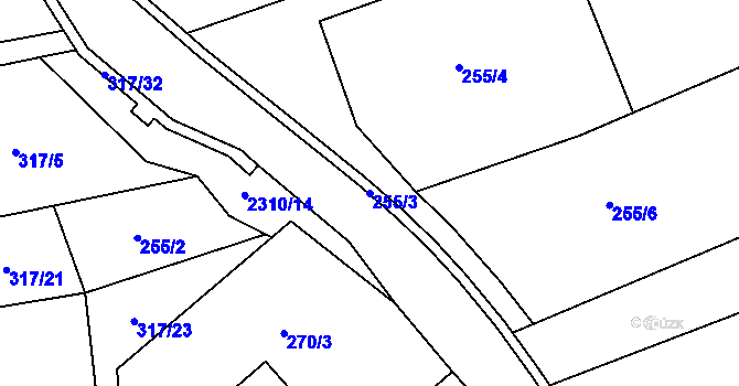 Parcela st. 255/3 v KÚ Rudimov, Katastrální mapa