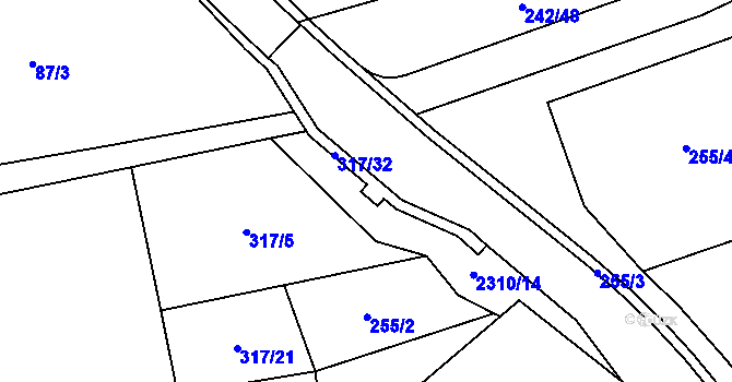 Parcela st. 317/34 v KÚ Rudimov, Katastrální mapa