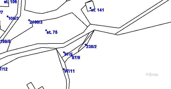 Parcela st. 238/2 v KÚ Rudimov, Katastrální mapa