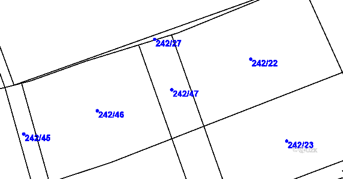 Parcela st. 242/47 v KÚ Rudimov, Katastrální mapa