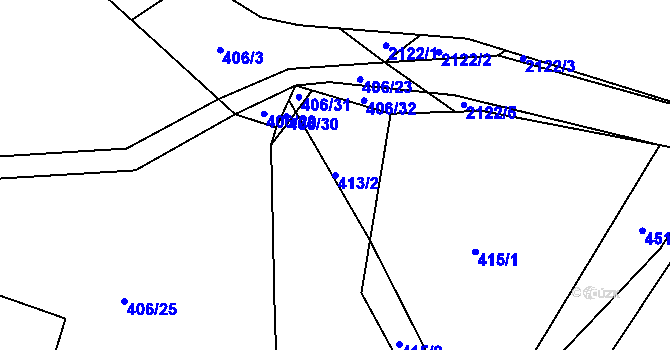 Parcela st. 413/2 v KÚ Rudimov, Katastrální mapa