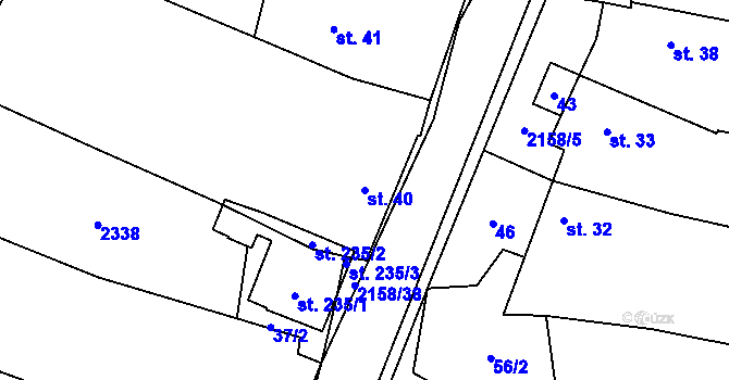 Parcela st. 40 v KÚ Rudimov, Katastrální mapa