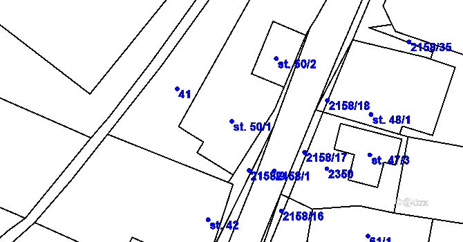 Parcela st. 50/1 v KÚ Rudimov, Katastrální mapa