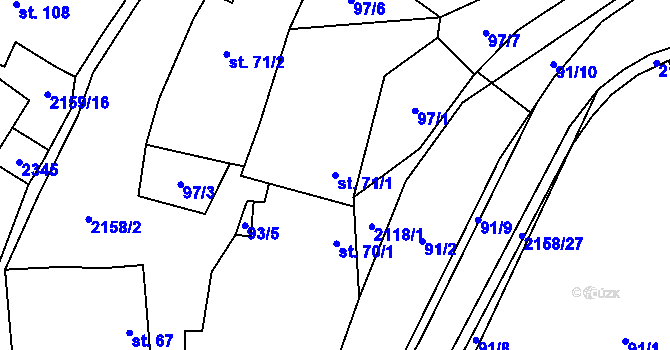 Parcela st. 71/1 v KÚ Rudimov, Katastrální mapa