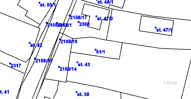 Parcela st. 61/1 v KÚ Rudimov, Katastrální mapa