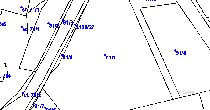 Parcela st. 91/1 v KÚ Rudimov, Katastrální mapa