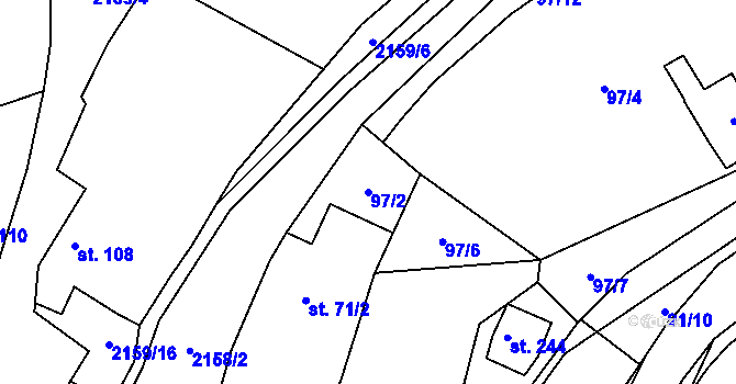 Parcela st. 97/2 v KÚ Rudimov, Katastrální mapa
