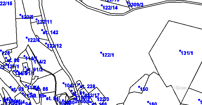 Parcela st. 122/1 v KÚ Rudimov, Katastrální mapa