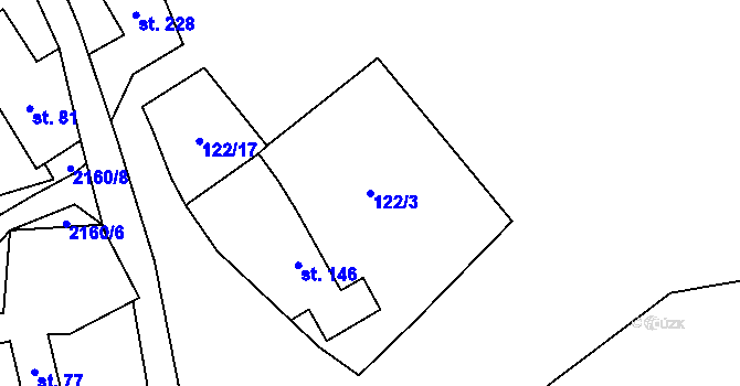 Parcela st. 122/3 v KÚ Rudimov, Katastrální mapa