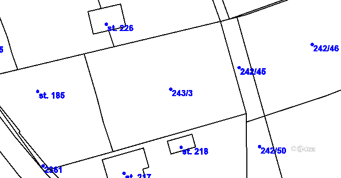 Parcela st. 243/3 v KÚ Rudimov, Katastrální mapa