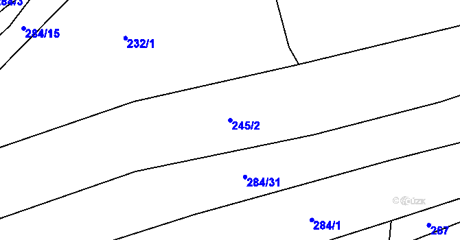 Parcela st. 245/2 v KÚ Rudimov, Katastrální mapa