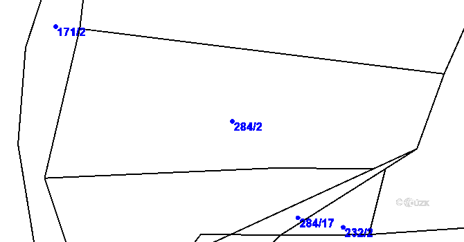 Parcela st. 284/2 v KÚ Rudimov, Katastrální mapa