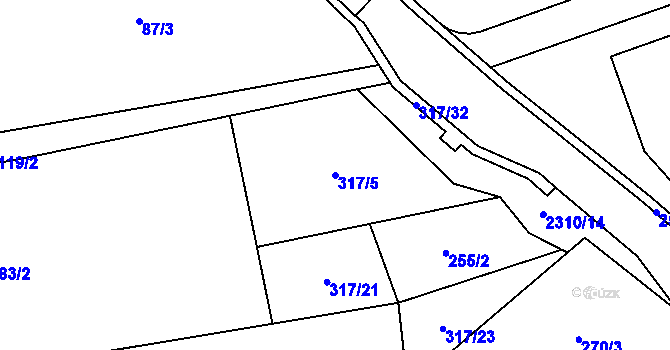 Parcela st. 317/5 v KÚ Rudimov, Katastrální mapa