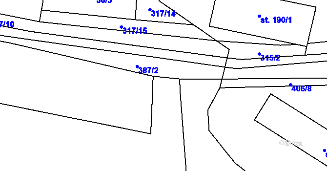 Parcela st. 401/2 v KÚ Rudimov, Katastrální mapa
