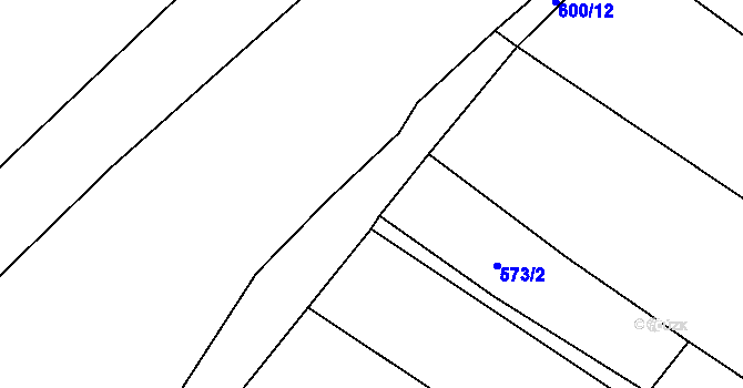 Parcela st. 600/10 v KÚ Rudimov, Katastrální mapa