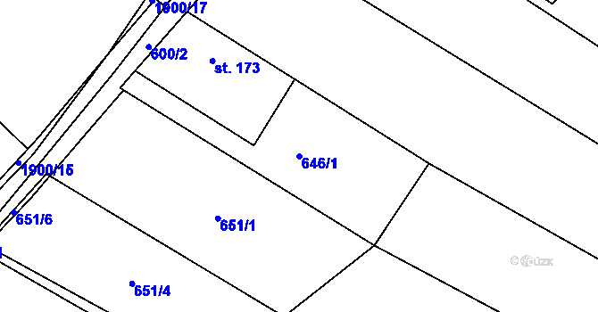 Parcela st. 646/1 v KÚ Rudimov, Katastrální mapa