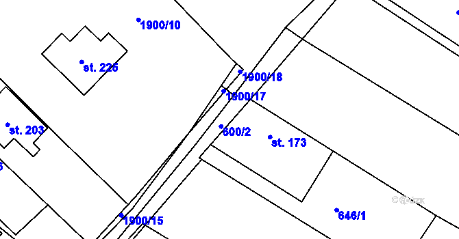 Parcela st. 646/3 v KÚ Rudimov, Katastrální mapa