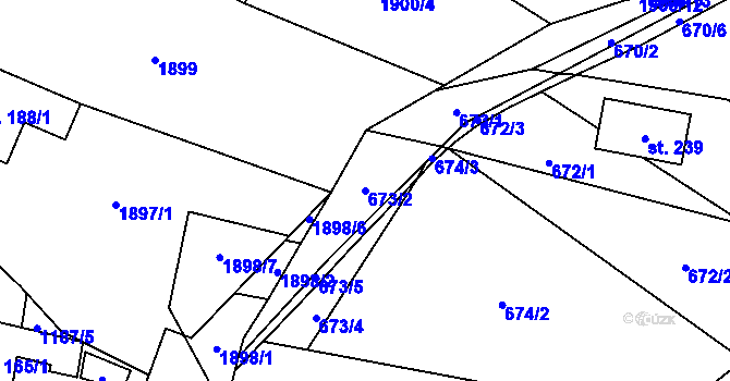 Parcela st. 673/2 v KÚ Rudimov, Katastrální mapa