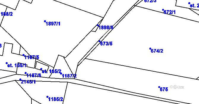 Parcela st. 673/4 v KÚ Rudimov, Katastrální mapa