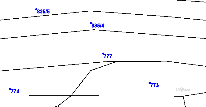 Parcela st. 777 v KÚ Rudimov, Katastrální mapa