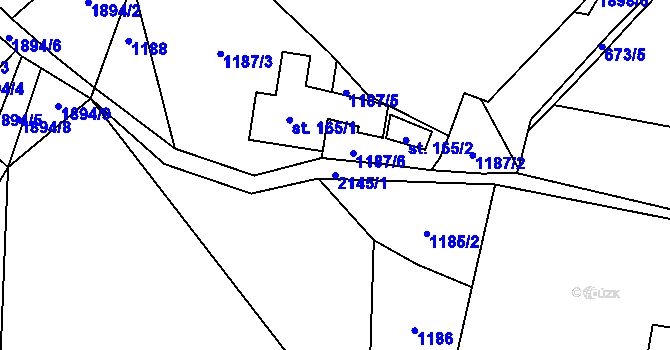 Parcela st. 2145/1 v KÚ Rudimov, Katastrální mapa