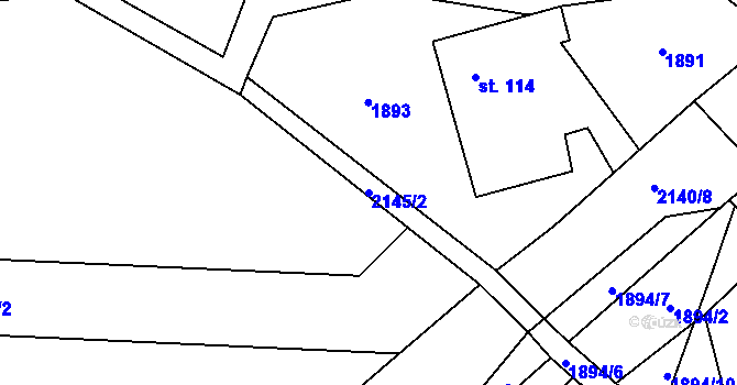 Parcela st. 2145/2 v KÚ Rudimov, Katastrální mapa