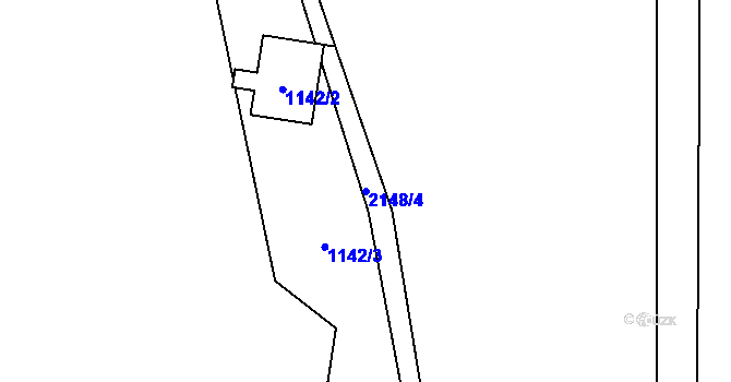 Parcela st. 2148/4 v KÚ Rudimov, Katastrální mapa