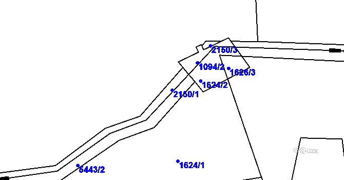 Parcela st. 2150/1 v KÚ Rudimov, Katastrální mapa
