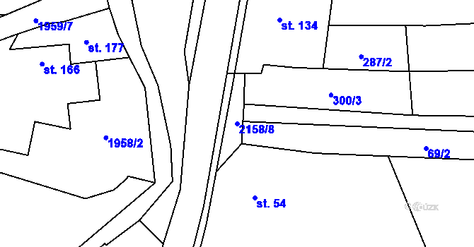 Parcela st. 2158/8 v KÚ Rudimov, Katastrální mapa