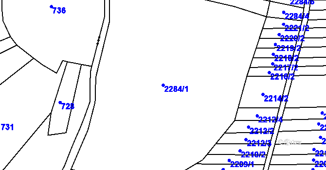 Parcela st. 2284/1 v KÚ Rudimov, Katastrální mapa