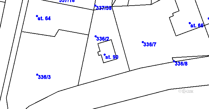 Parcela st. 90 v KÚ Rudka u Kunštátu, Katastrální mapa