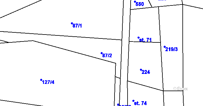 Parcela st. 87/2 v KÚ Rudka u Kunštátu, Katastrální mapa