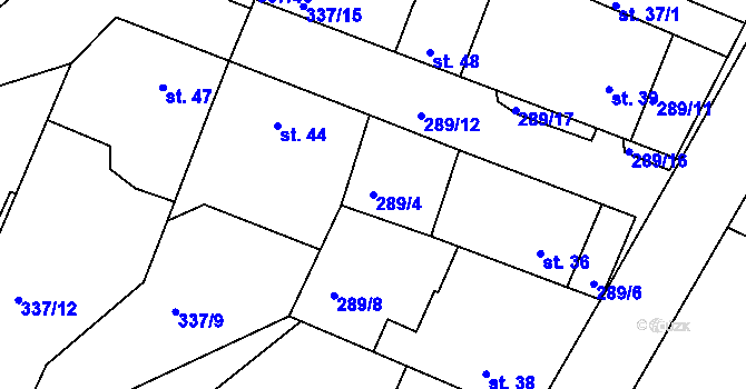 Parcela st. 289/4 v KÚ Rudka u Kunštátu, Katastrální mapa