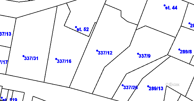 Parcela st. 337/12 v KÚ Rudka u Kunštátu, Katastrální mapa
