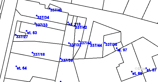 Parcela st. 337/43 v KÚ Rudka u Kunštátu, Katastrální mapa