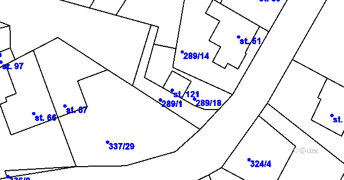 Parcela st. 121 v KÚ Rudka u Kunštátu, Katastrální mapa