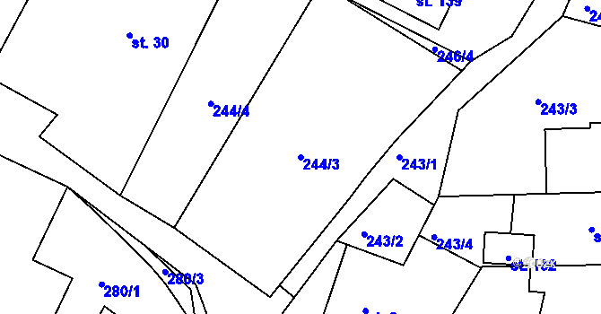 Parcela st. 244/3 v KÚ Rudka u Kunštátu, Katastrální mapa