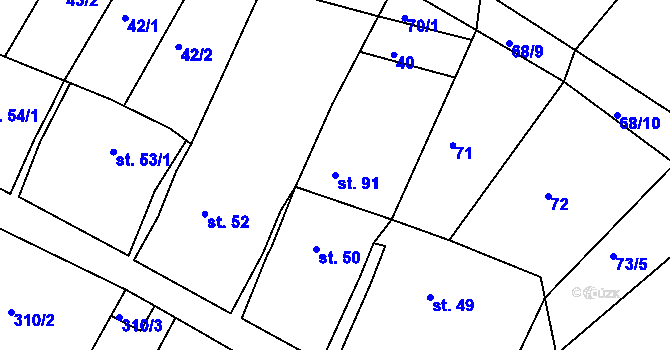 Parcela st. 91 v KÚ Rudka, Katastrální mapa