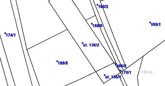 Parcela st. 136/2 v KÚ Rudka, Katastrální mapa